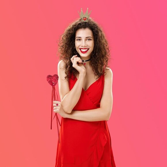 Queen Costume Accessories Set 6Pcs Heart Crown Scepter Choker for Women